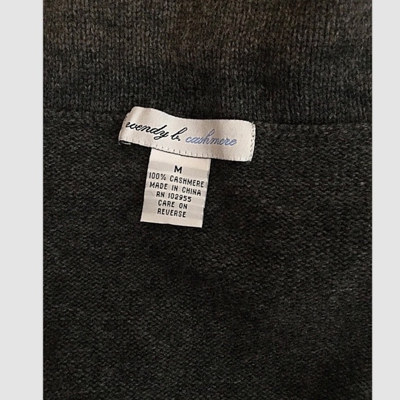 WENDY B Cashmere Sweater M Cowl Turtleneck Grey Double Seam Front Bell Sleeves - Picture 9 of 11